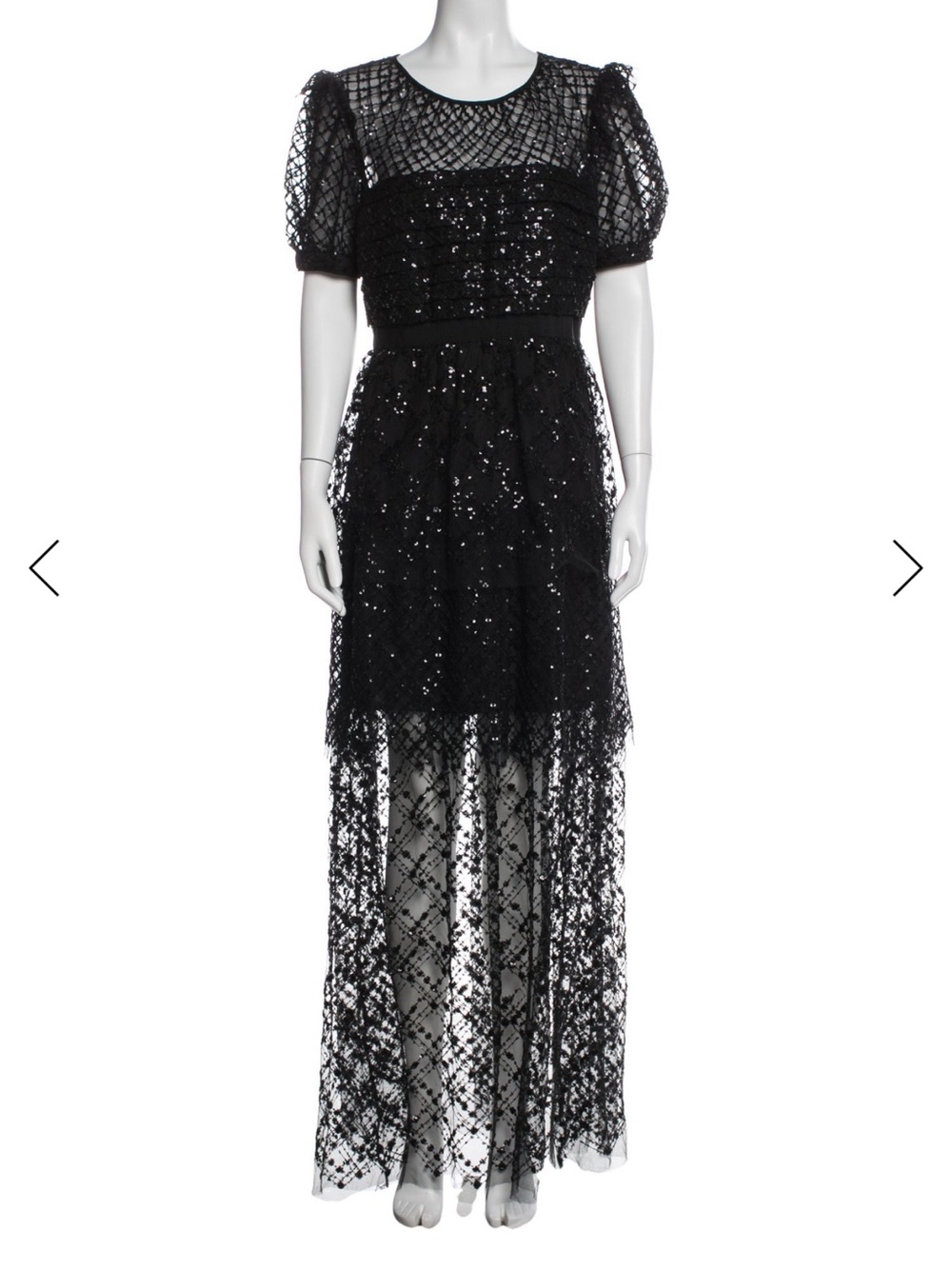 Self-Portrait Black Lace Midi Dress with Puff Sleeves - Picture 5 of 7